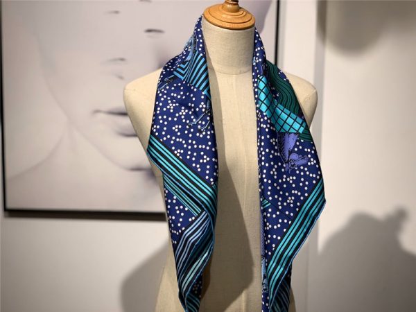 hermes silk scarf blue