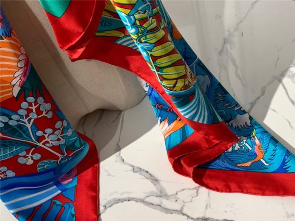 hermes ladies summer silk scarf red - Image 6