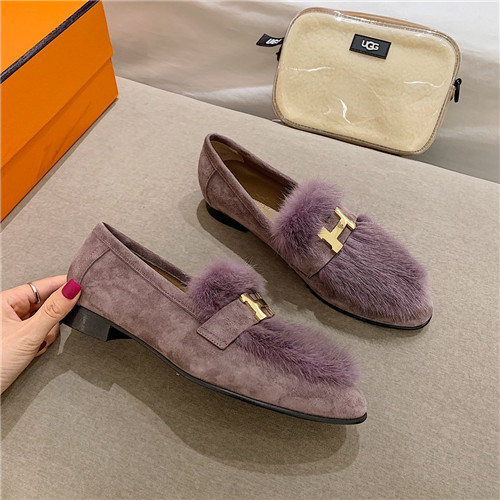 hermes sheepskin mink loafers