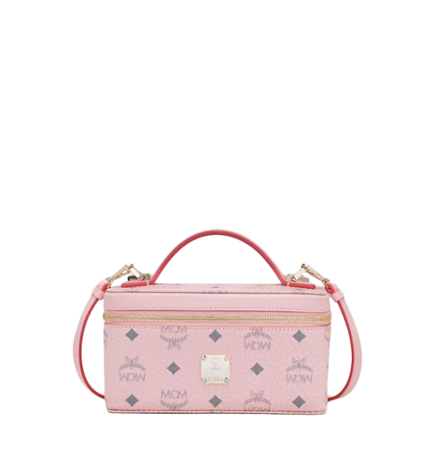 MCM Rockstar Vanity Case in Visetos Original Power Pink Crossbody Bags MYZ8AVI01QH001