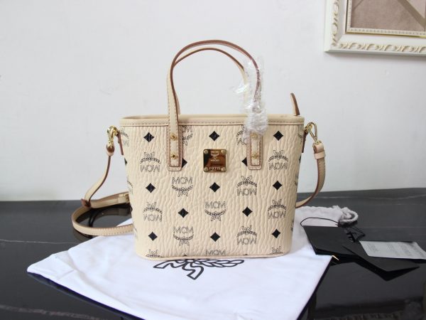 Mcm Bronze Mini Shopping Bag Cream