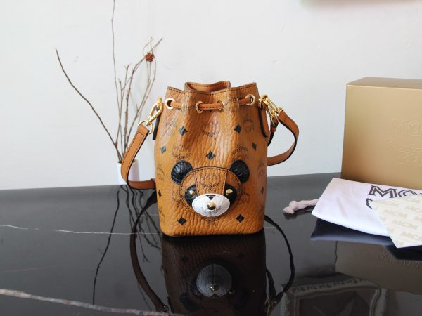Mcm Panda Drawstring Bucket Bag