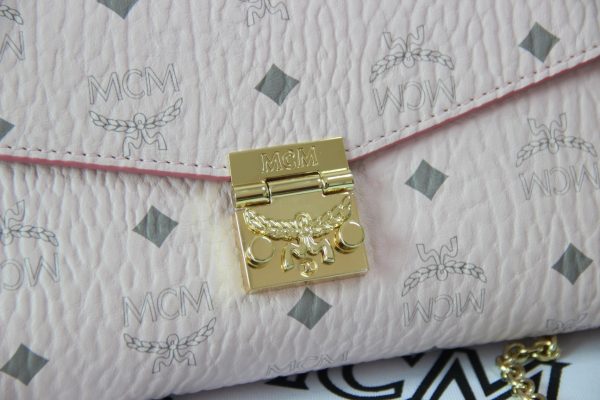 Mcm Medium Envelope Chain Flap Crossbody Bag Pink - Image 7