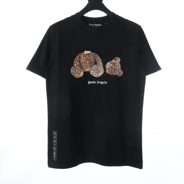 PALM ANGELS summer new leopard print broken head bear print short-sleeved T-shirt