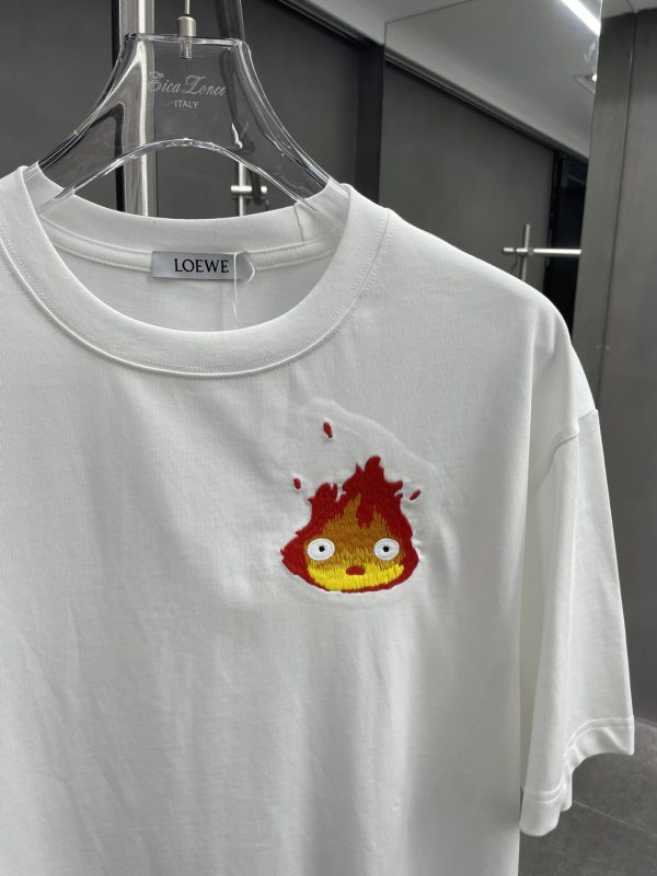 Loewe x Howl's Moving Castle Loewe 23 spring and summer joint model Calcifer small flame short sleeves made of 240 grams of pure cotton fabric - Image 3