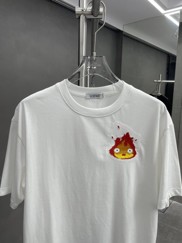 Loewe x Howl's Moving Castle Loewe 23 spring and summer joint model Calcifer small flame short sleeves made of 240 grams of pure cotton fabric - Image 5