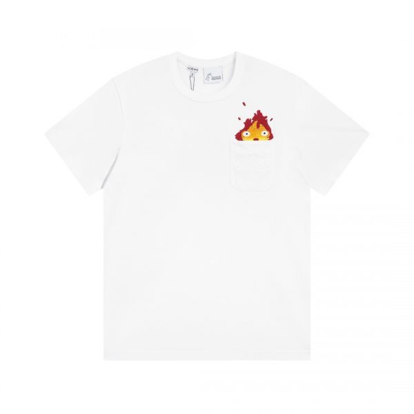 LOEWE 2023 spring and summer new short-sleeved, LOEWE classic leather T-shirt. Customized 32-count double-yarn tight cotton 240g fabric, fried chicken is versatile, and the favorite of all hipsters - Image 8