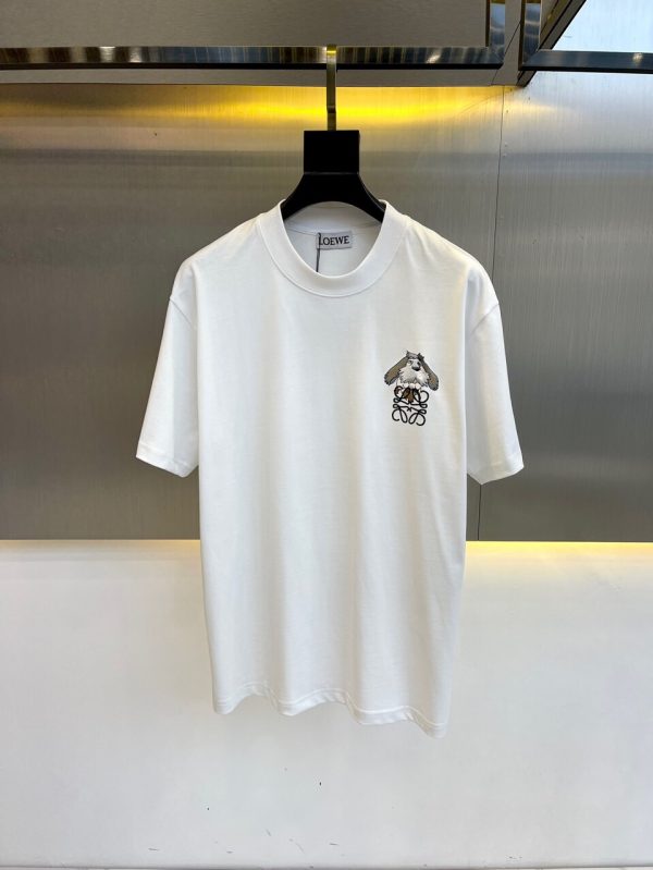 LOEWE/ , 2023 spring and summer new style, Howl's moving castle! Puppy embroidery short-sleeved T-shirt women's 23 summer new loose couple tops trendy