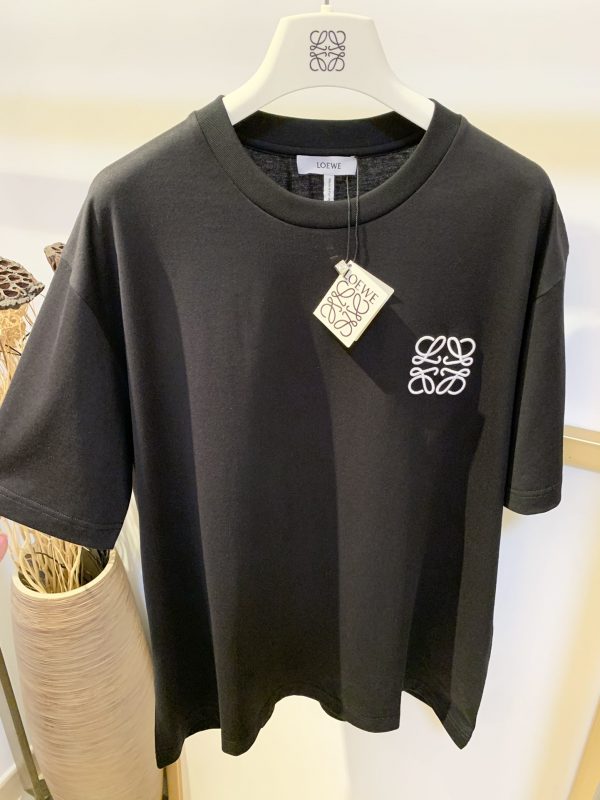 LOEWE 2022FW spring and summer classic basic embroidery half-sleeved T-shirt Upgraded version of selected 220g 50-woven double-yarn long-staple cotton Imported Shimada three-dimensional embroidery Super versatile must-have item for male gods - Image 16