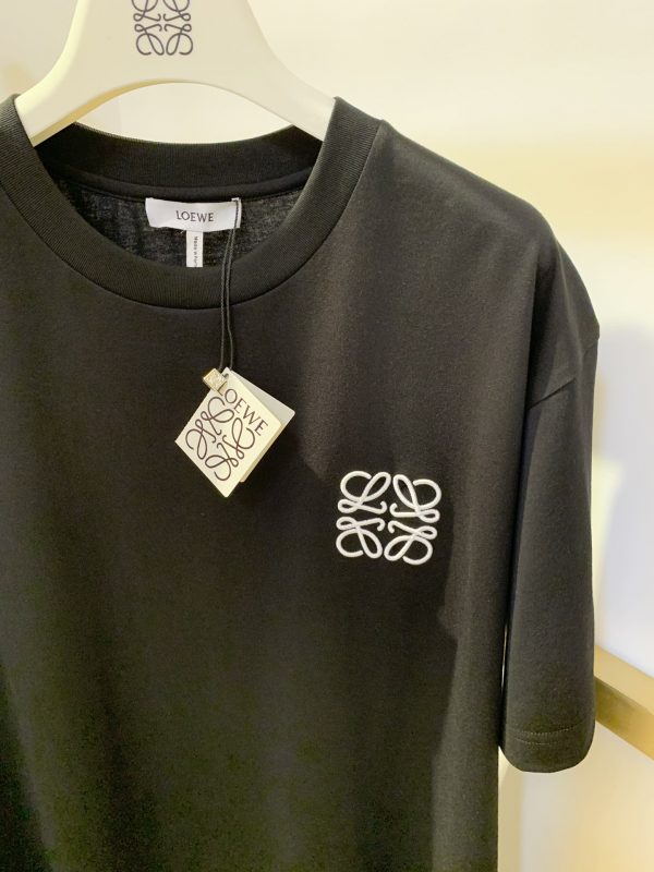LOEWE 2022FW spring and summer classic basic embroidery half-sleeved T-shirt Upgraded version of selected 220g 50-woven double-yarn long-staple cotton Imported Shimada three-dimensional embroidery Super versatile must-have item for male gods - Image 14