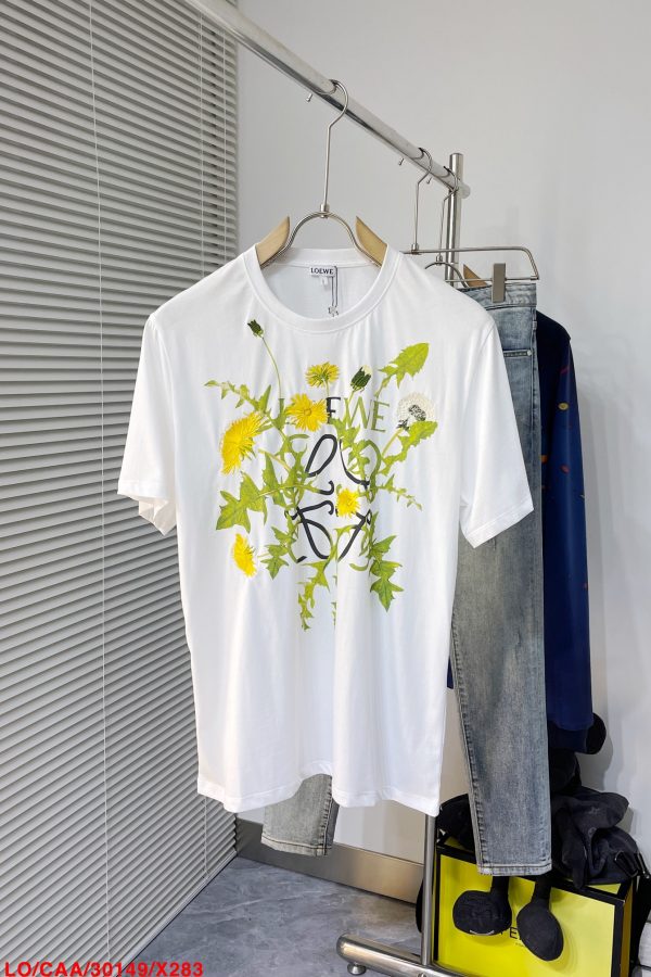 Loew*2023SS new cotton Anagram floral short sleeves. Lightweight cotton jersey crewneck T-shirt