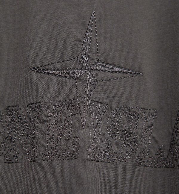 Stone island 23 spring and summer new letter logo embroidery round neck short-sleeved T-shirt, upgraded fabric, invincible texture - Image 7