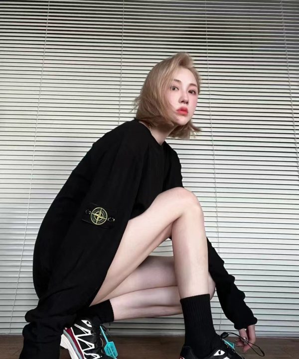 STONE ISLAND Stone Island official website synchronous round neck long-sleeved armband sweater