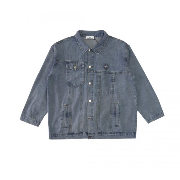 Stone island badge denim jacket Thickened denim material is a must-have trendy item Top-level production, the highest version in the whole network