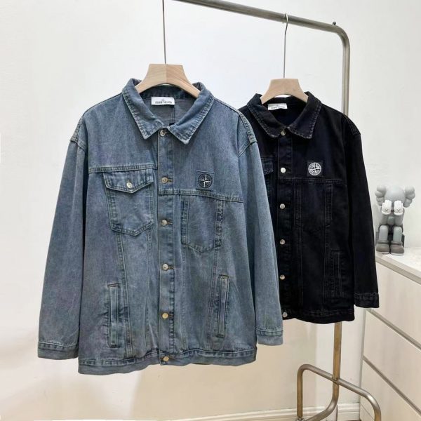 Stone island badge denim jacket Thickened denim material is a must-have trendy item Top-level production, the highest version in the whole network - Image 4