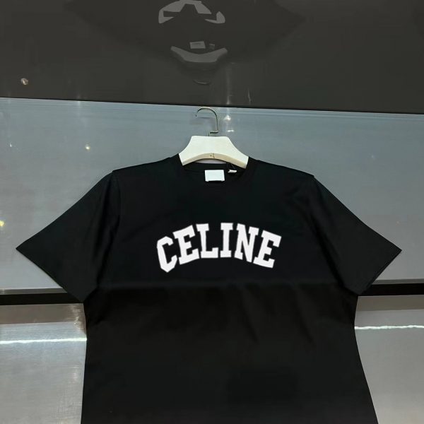 Real shot of brick cabinet CELINE# classic style exclusive custom weaving and dyeing pure cotton material soft and comfortable threaded round neck CELINE letter printing on the front - Image 6