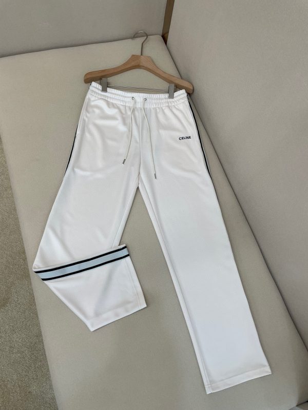 Pants-Quality unit ✨CEL Celine 23 spring and summer new classic sports casual pants?Original diamond-patterned, dyed, and dyed fabric, 100% re-engraved. Signature embroidered CELINE small letters on the chest