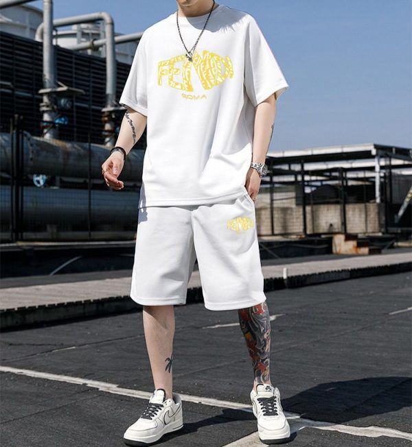 Brand [FENDI] 2023 new men's short-sleeved shorts suit! Synchronous sales on the official website! High-end version on the market - Image 3