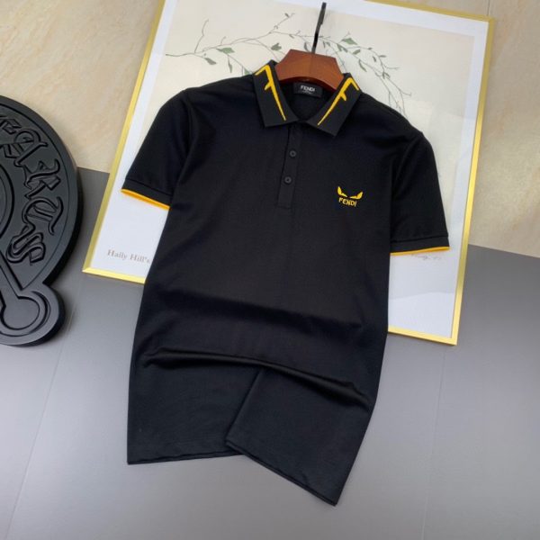 Fendi 2023 spring and summer new style Men's lapel POLO series casual custom woven style small logo boutique embroidery