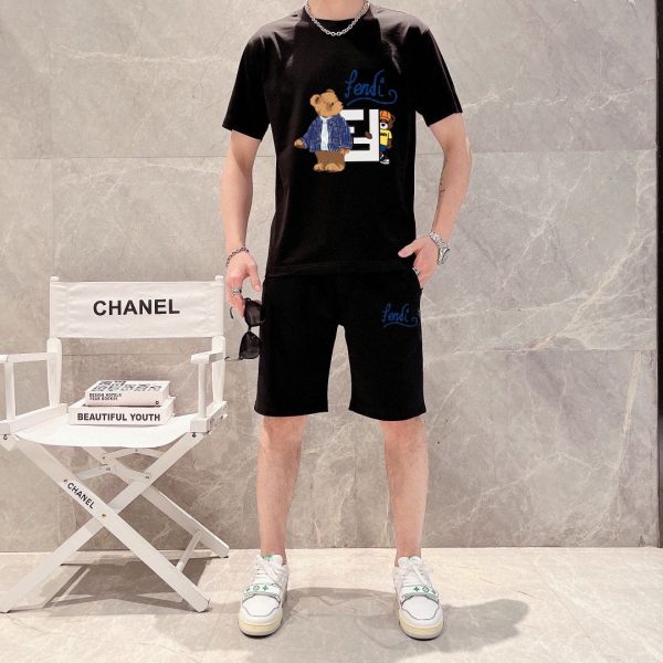 Brand [FENDI] 2023 new men's short-sleeved shorts suit! Synchronous sales on the official website! High-end version on the market! Delicate and soft