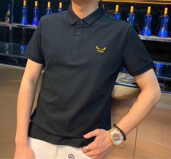 Fendi [small embroidery] 2023 summer men's new lapel short-sleeved POLO shirt, customized fabric, high breathability and comfort