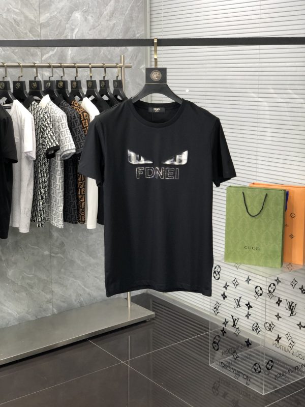 FENDI 2023AW summer new top quality counter synchronization casual short-sleeved mercerized cotton T-shirt, upper body comfortable and breathable - Image 25