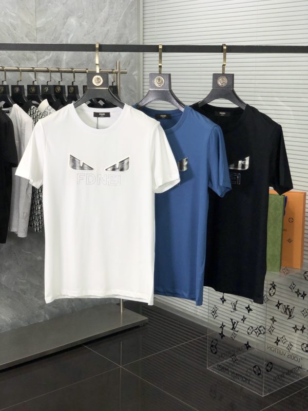 FENDI 2023AW summer new top quality counter synchronization casual short-sleeved mercerized cotton T-shirt, upper body comfortable and breathable