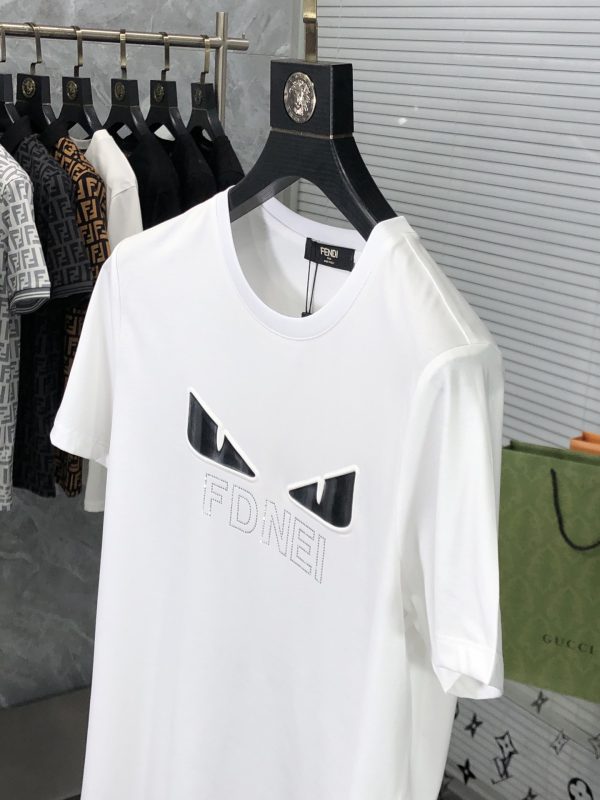 FENDI 2023AW summer new top quality counter synchronization casual short-sleeved mercerized cotton T-shirt, upper body comfortable and breathable - Image 13