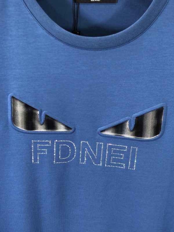 FENDI 2023AW summer new top quality counter synchronization casual short-sleeved mercerized cotton T-shirt, upper body comfortable and breathable - Image 4