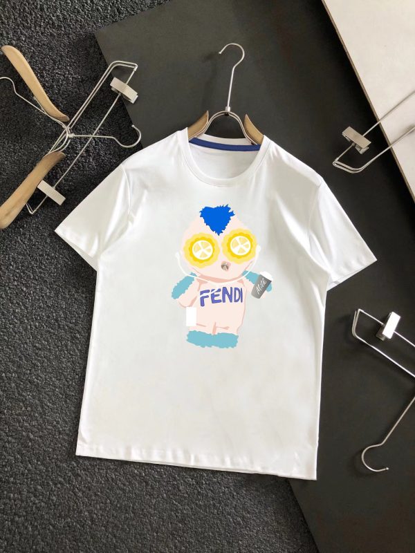 Available at Fendi counters, 2023ss spring and summer high-quality high-weight cotton European trendy short-sleeved T-shirt The latest technological requirements, the thread workmanship meets the boutique requirements