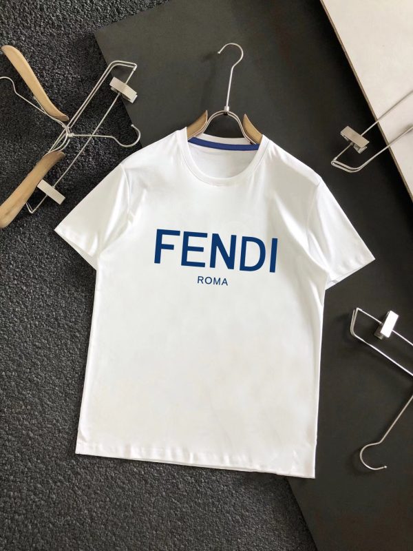 Available at FENDI counters, 2023ss spring and summer high-quality high-weight cotton European trendy short-sleeved T-shirt The latest technical requirements
