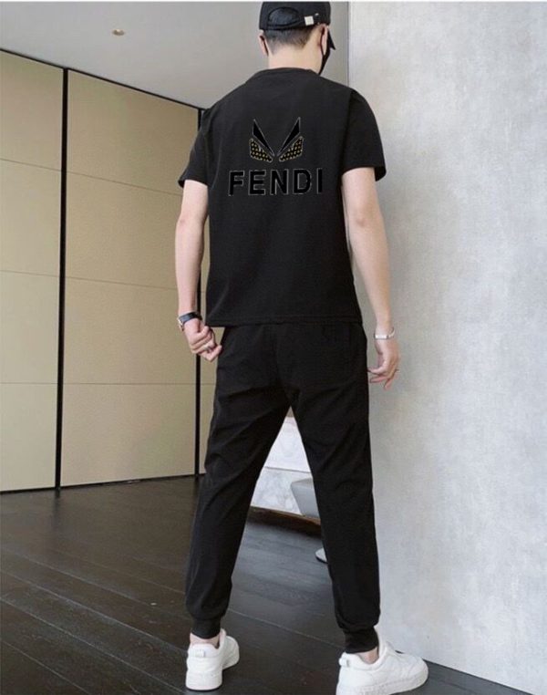 [FENDI] (Fat Man Gospel) 2023 official website with the same style. World-renowned luxury brand. Summer men's (double mercerized) high-quality ? cargo suit with imported original single fabric - Image 6