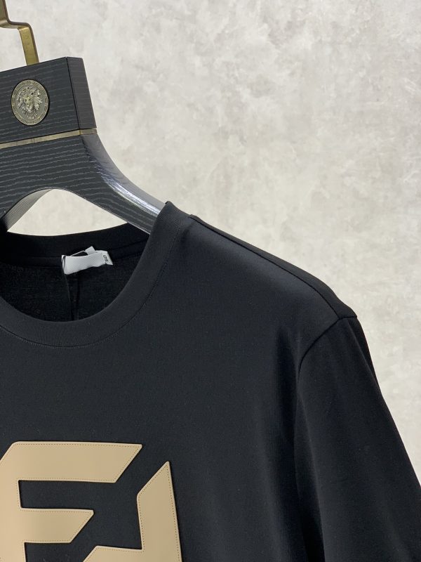 Fendi 2023 spring new fashion ? round neck short-sleeved T-shirt made of high-grade jade silk fabric ? exquisite neckline unique and cool classic LOGO design on the chest - Image 14