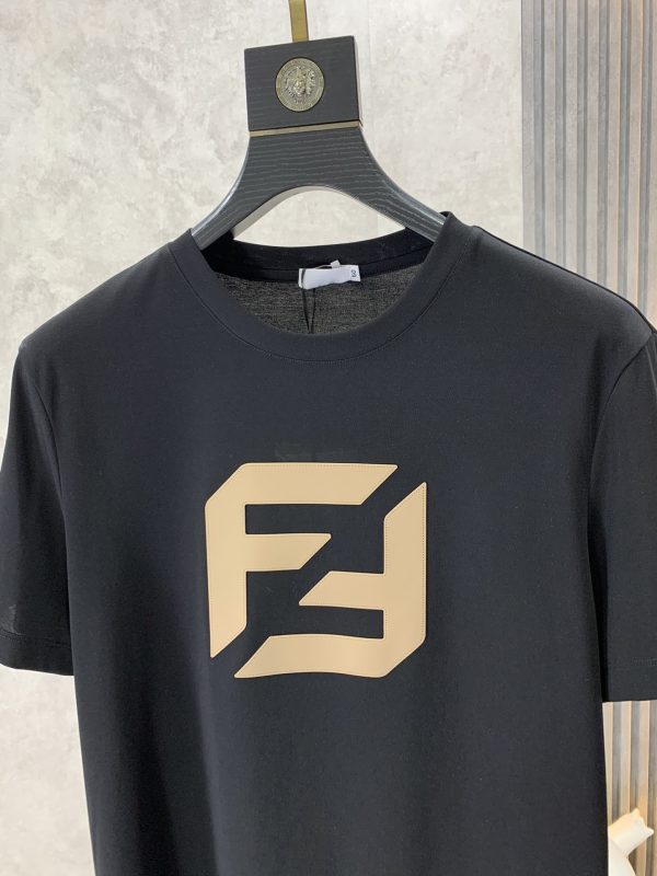 Fendi 2023 spring new fashion ? round neck short-sleeved T-shirt made of high-grade jade silk fabric ? exquisite neckline unique and cool classic LOGO design on the chest - Image 12
