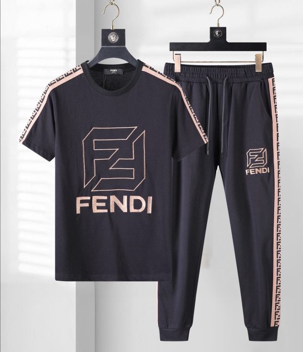 Brand [FENDI] 2023 spring and summer latest products, available at counters at the same time, original orders, casual fashion suits, imported original double yarn pure cotton fabrics