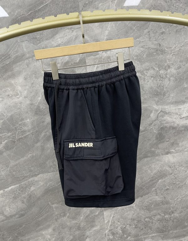 SS new trendy brand JIL SANDER three-dimensional printed rubber logo cotton drawstring five-point pants, men's Velcro large pocket splicing tooling version high street shorts - Image 6