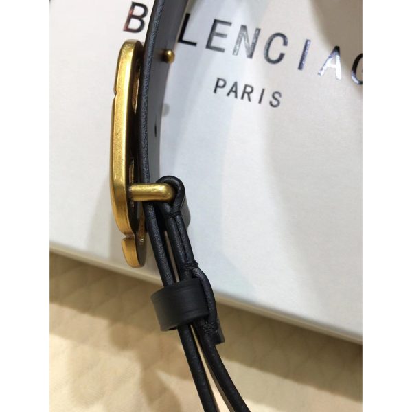 Balenciaga Black Bb Belt With Golden Buckle - Image 6