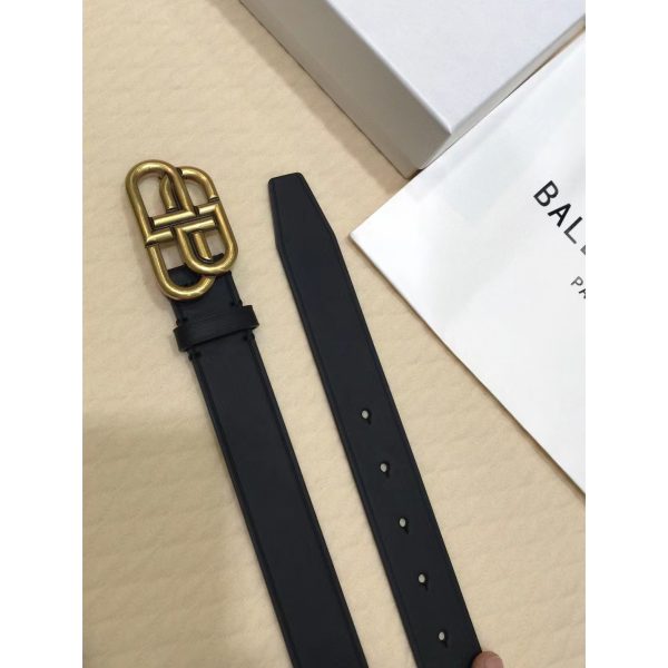 Balenciaga Black Bb Belt With Golden Buckle - Image 7
