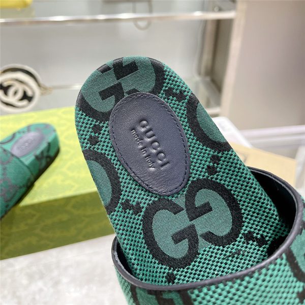 Gucci  Green GG Logo Slides - Image 7