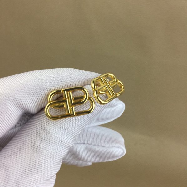 Balenciaga BB Small Stud Earrings In Gold Brass - Image 3