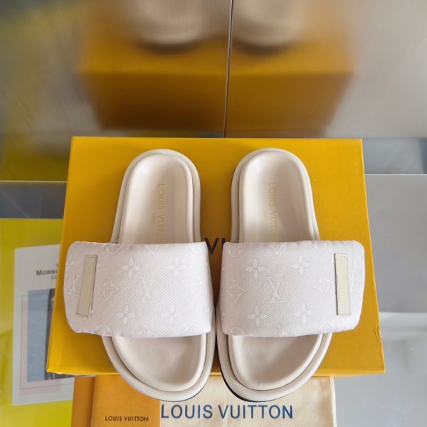 Louis Vuitton Pulpilo Comfort Velcro denim denim checkerboard embossed bread sliders F