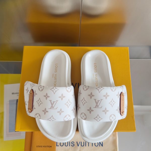 Louis Vuitton Pulpilo Comfort Velcro denim denim checkerboard embossed bread sliders H