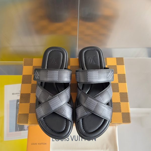 Louis Vuitton Velcro crossover Men's slippers beach sandals A