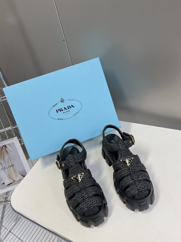 Prada Pradalafi raffia Roman sandals A