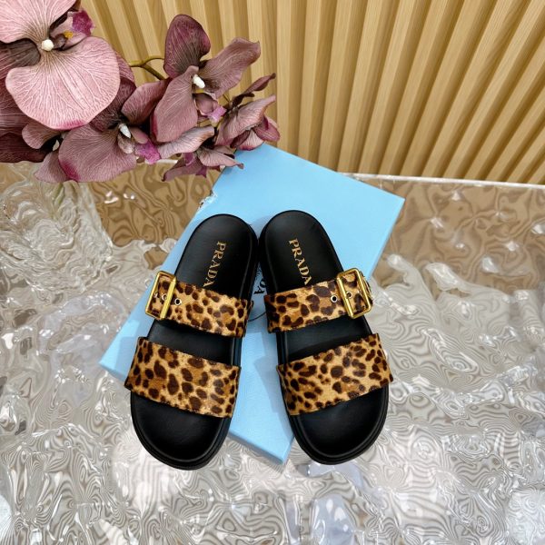 Prada’s classic triangle label platform double-buckle slippers collection Ultralight sandals B - Image 3