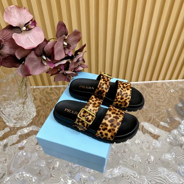 Prada’s classic triangle label platform double-buckle slippers collection Ultralight sandals B - Image 4