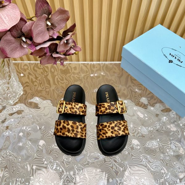 Prada’s classic triangle label platform double-buckle slippers collection Ultralight sandals B - Image 5