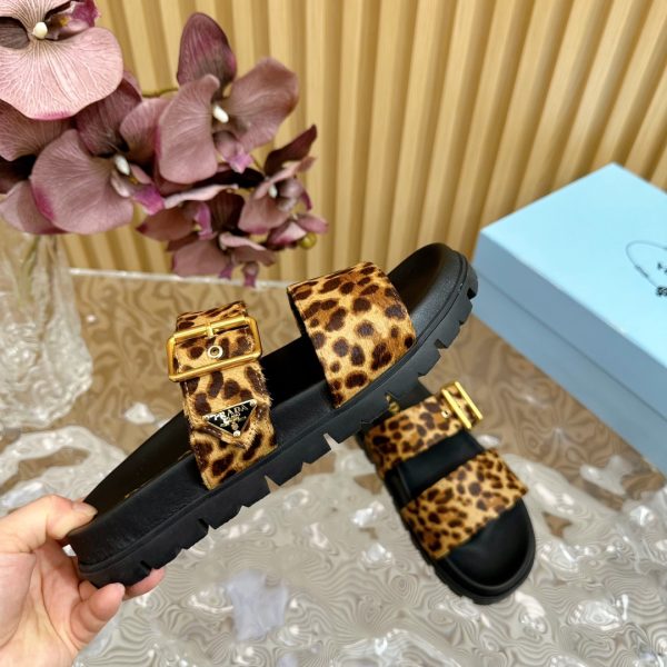 Prada’s classic triangle label platform double-buckle slippers collection Ultralight sandals B - Image 9